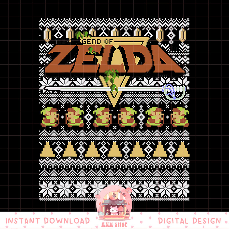 Nintendo Zelda 8-Bit Ugly Holiday Sweater Graphic png, digital download, instant png, digital download, instant .jpg