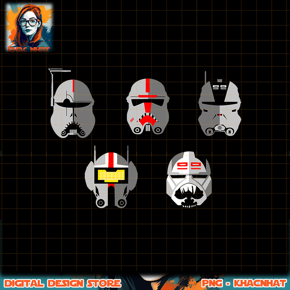 Star Wars The Bad Batch Clone Force 99 Helmets png, digital download, instant .jpg
