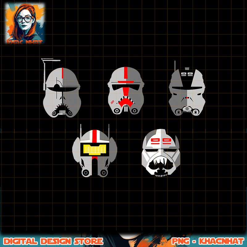 Star Wars The Bad Batch Clone Force 99 Helmets png, digital download, instant .jpg