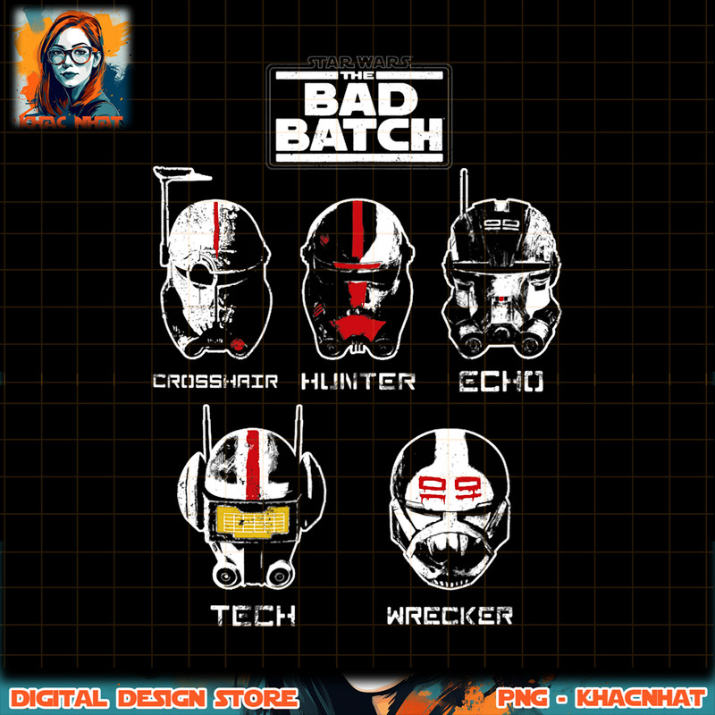 Star Wars The Bad Batch Helmets png, digital download, instant .jpg