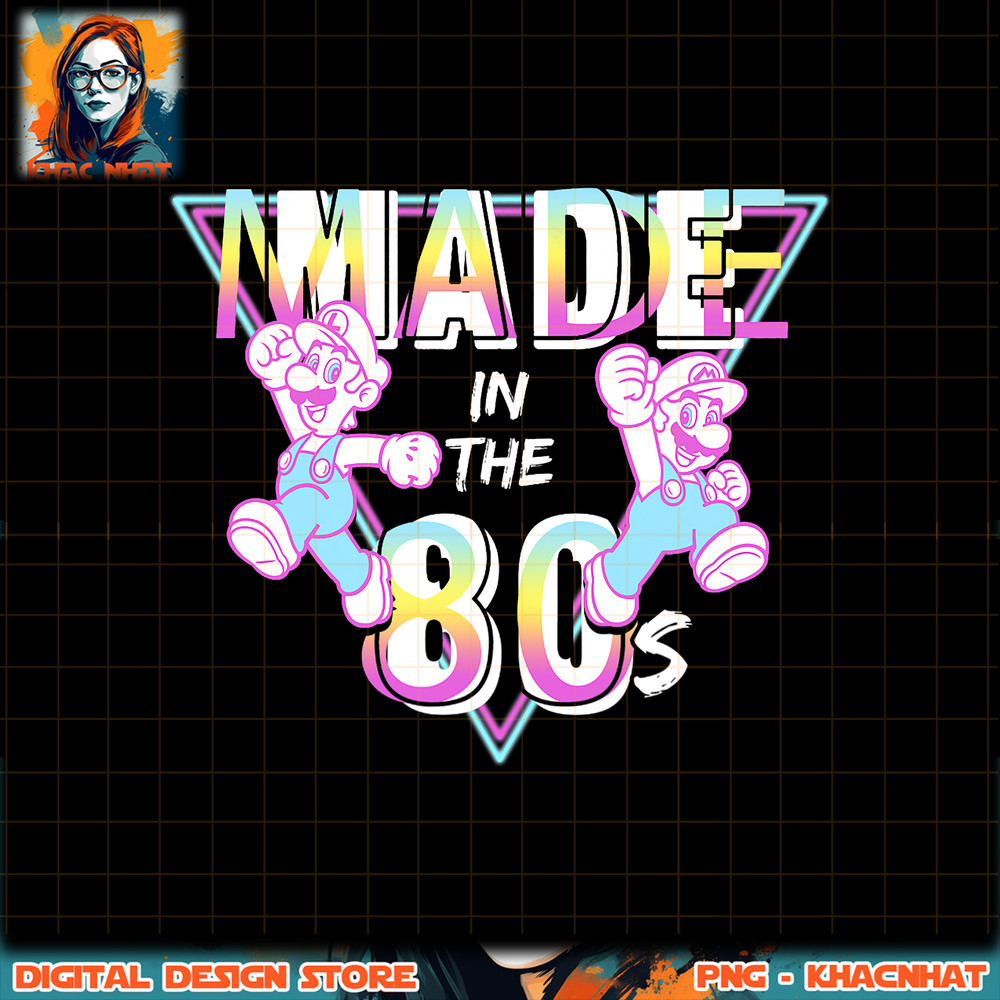Super Mario Made In The 80s Retro Neon Graphic png, digital download, instant png, digital download, instant .jpg