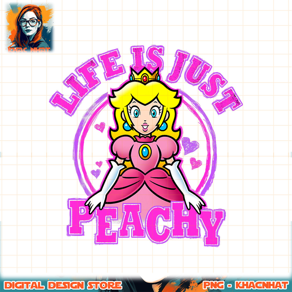 Super Mario Peach Life Is Just Peachy Hearts Logo png, digital download, instant .jpg