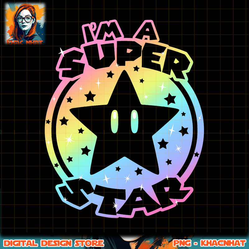 Super Mario Pride I_m A Super Star Pastel Rainbow Gradient png, digital download, instant .jpg
