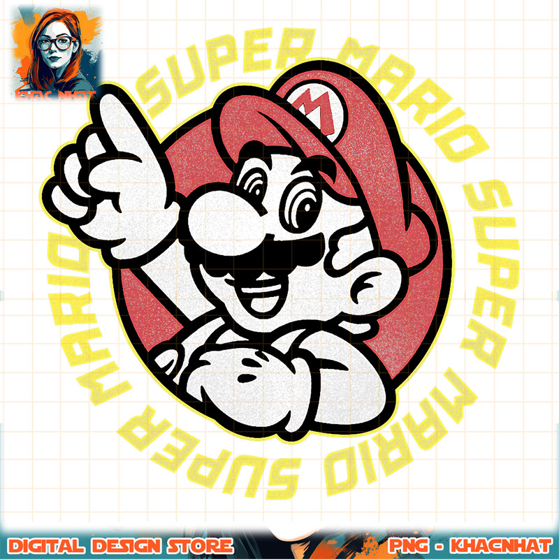 Super Mario Retro Circle Red Yellow Logo Graphic png, digital download, instant png, digital download, instant .jpg