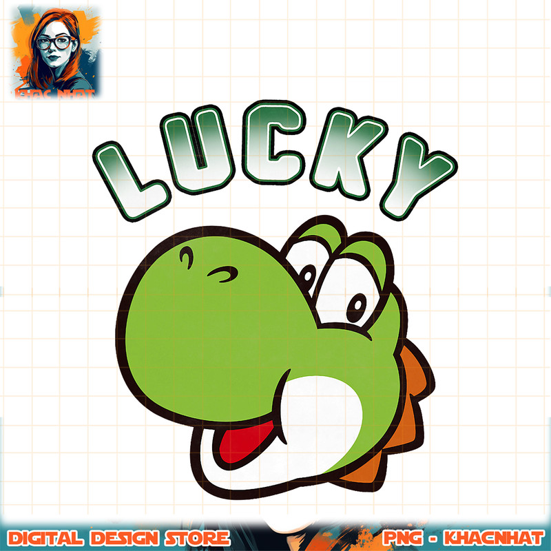 Super Mario St. Patty_s Lucky Yoshi Head Shot Graphic Tee png, digital download, instant .jpg