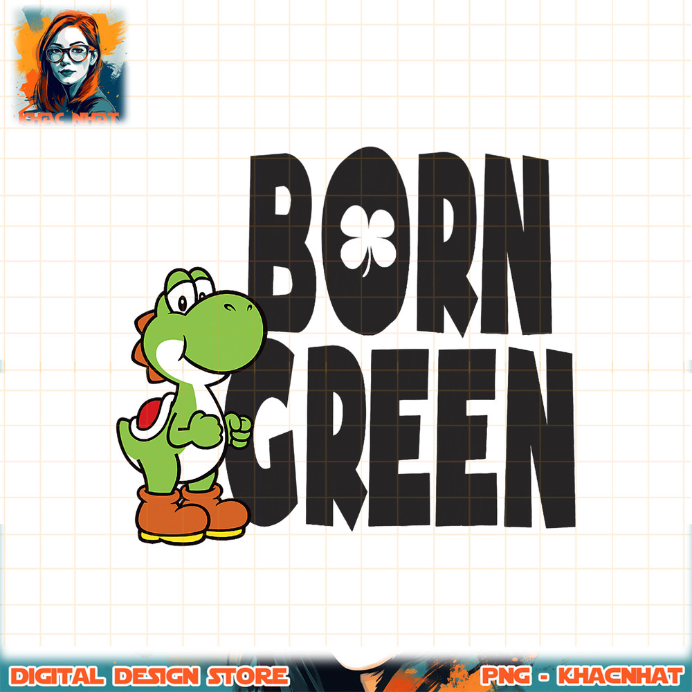 Super Mario St. Patty_s Yoshi Born Green Graphic png, digital download, instant png, digital download, instant .jpg