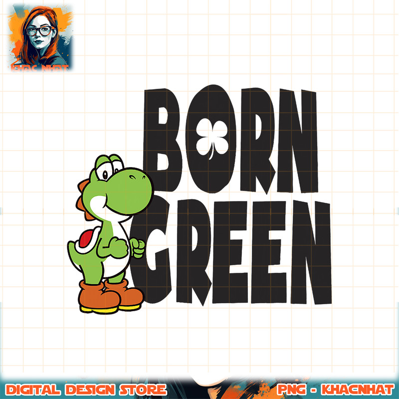 Super Mario St. Patty_s Yoshi Born Green Graphic png, digital download, instant png, digital download, instant .jpg