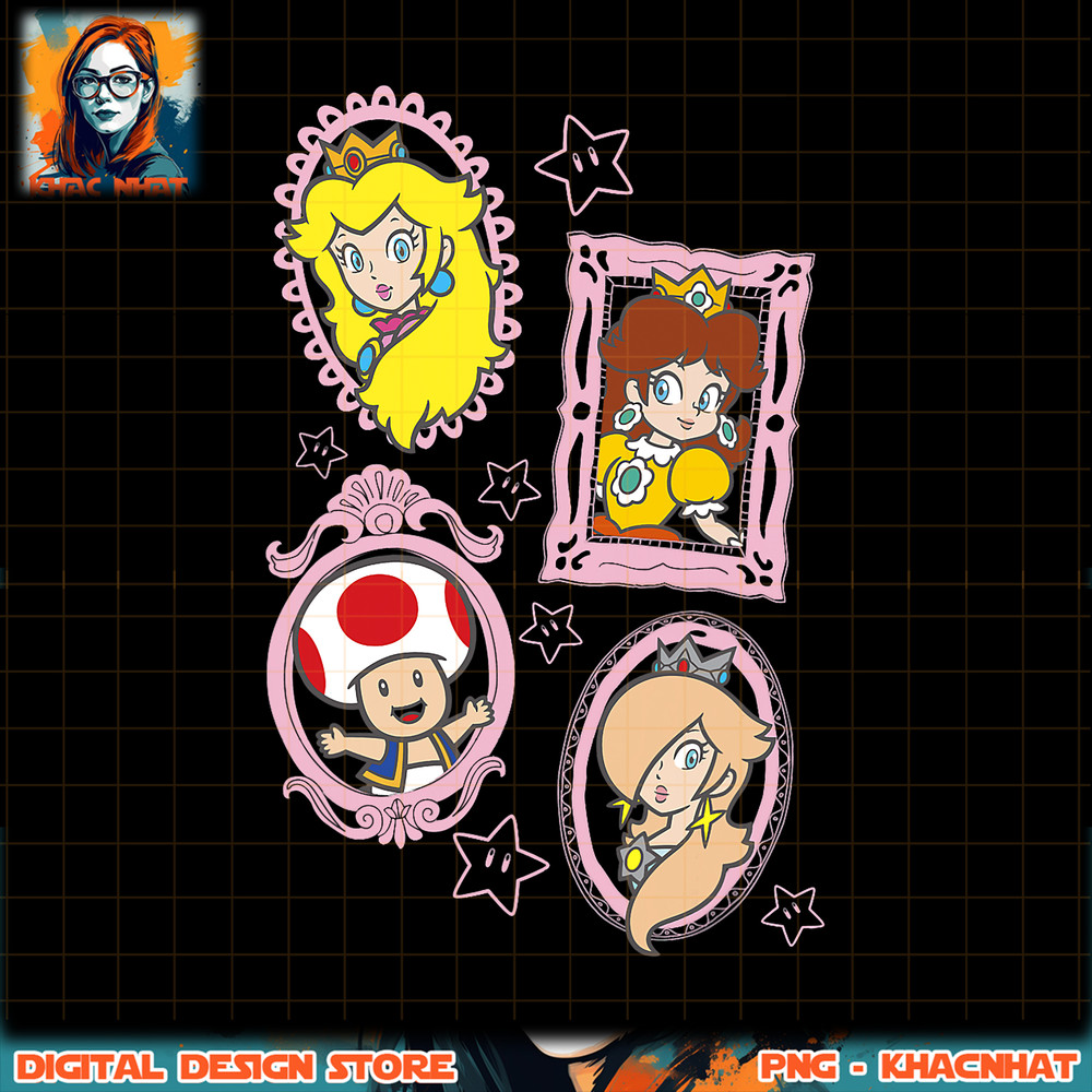 Super Mario Toad _ The Princesses Framed png, digital download, instant .jpg