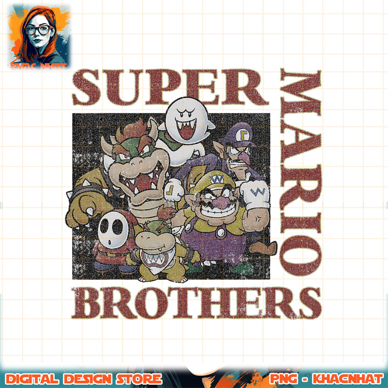 Super Mario Villains Vintage Portrait png, digital download, instant .jpg