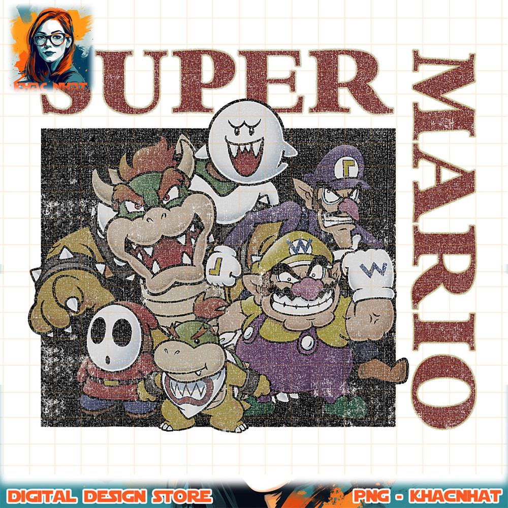 Super Mario Vintage Bad Guys Group Shot Graphic png, digital download, instant png, digital download, instant .jpg