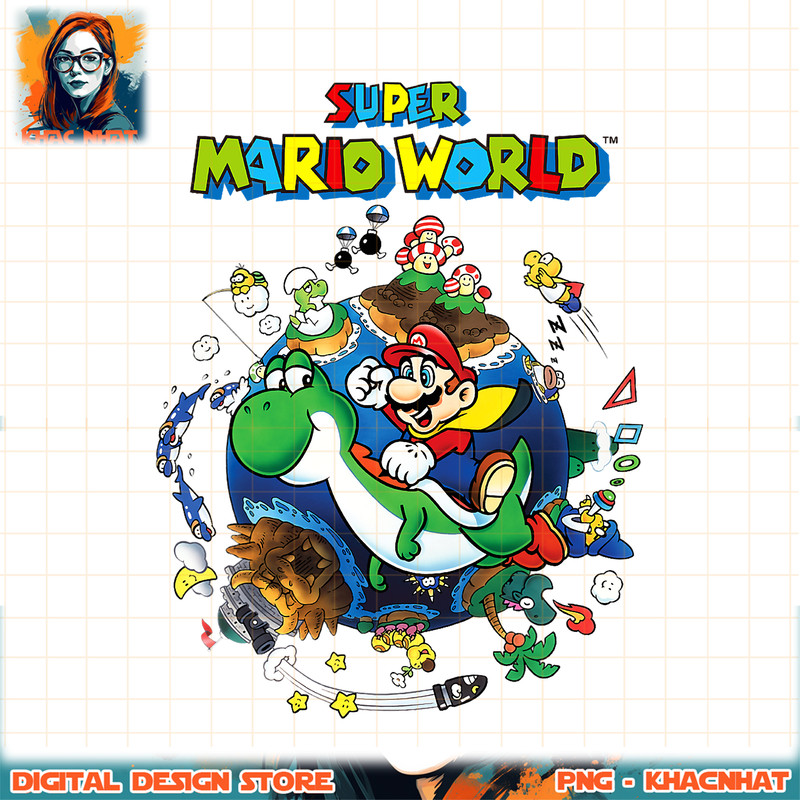 Super Mario World Yoshi _ Mario Around The World png, digital download, instant .jpg