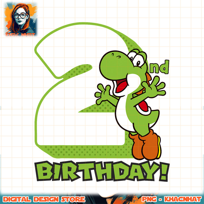 Super Mario Yoshi 2nd Birthday Action Portrait png, digital download, instant .jpg