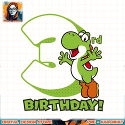 super mario yoshi 3rd birthday action portrait png, digital download, instant