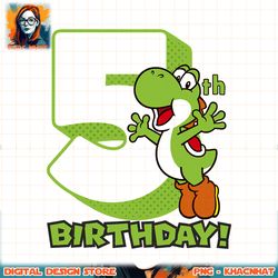 super mario yoshi 5th birthday action portrait png, digital download, instant