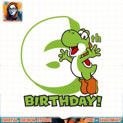 super mario yoshi 6th birthday action portrait png, digital download, instant