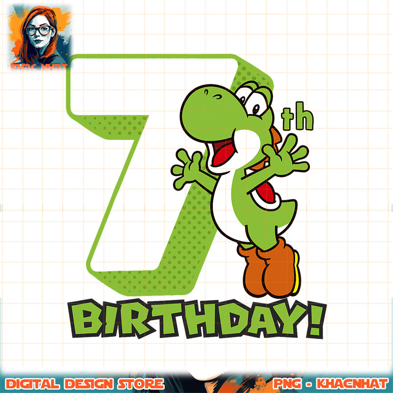 Super Mario Yoshi 7th Birthday Action Portrait png, digital download, instant .jpg