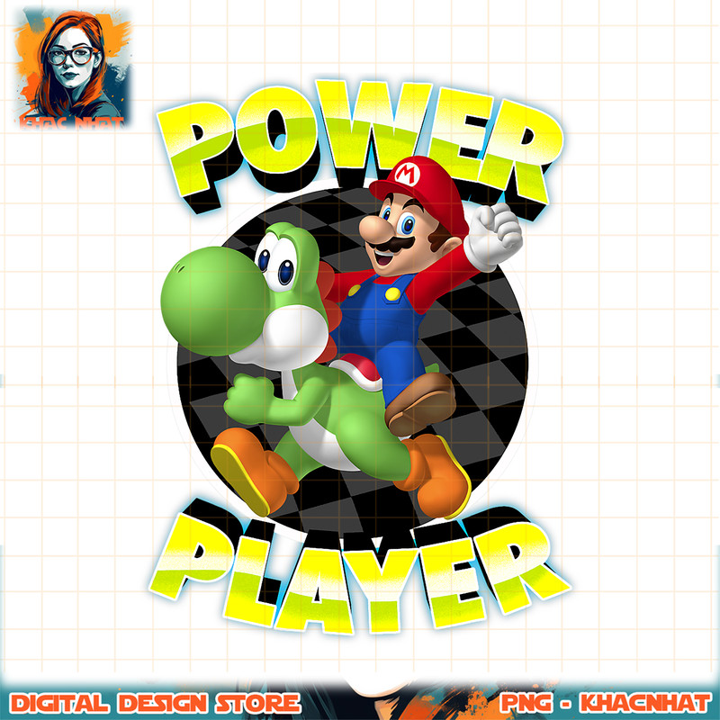 Super Mario Yoshi And Mario Power Player Circle Portrait png, digital download, instant .jpg
