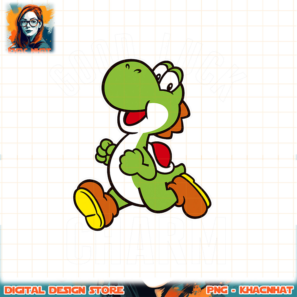 Super Mario Yoshi Good Luck Charm Action Pose png, digital download, instant .jpg