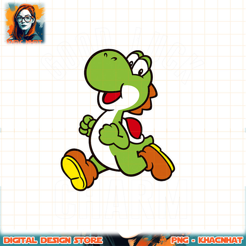 Super Mario Yoshi Good Luck Charm Action Pose png, digital download, instant .jpg