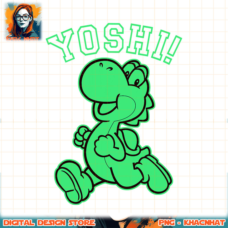 Super Mario Yoshi Green Run Classic Graphic png, digital download, instant png, digital download, instant .jpg