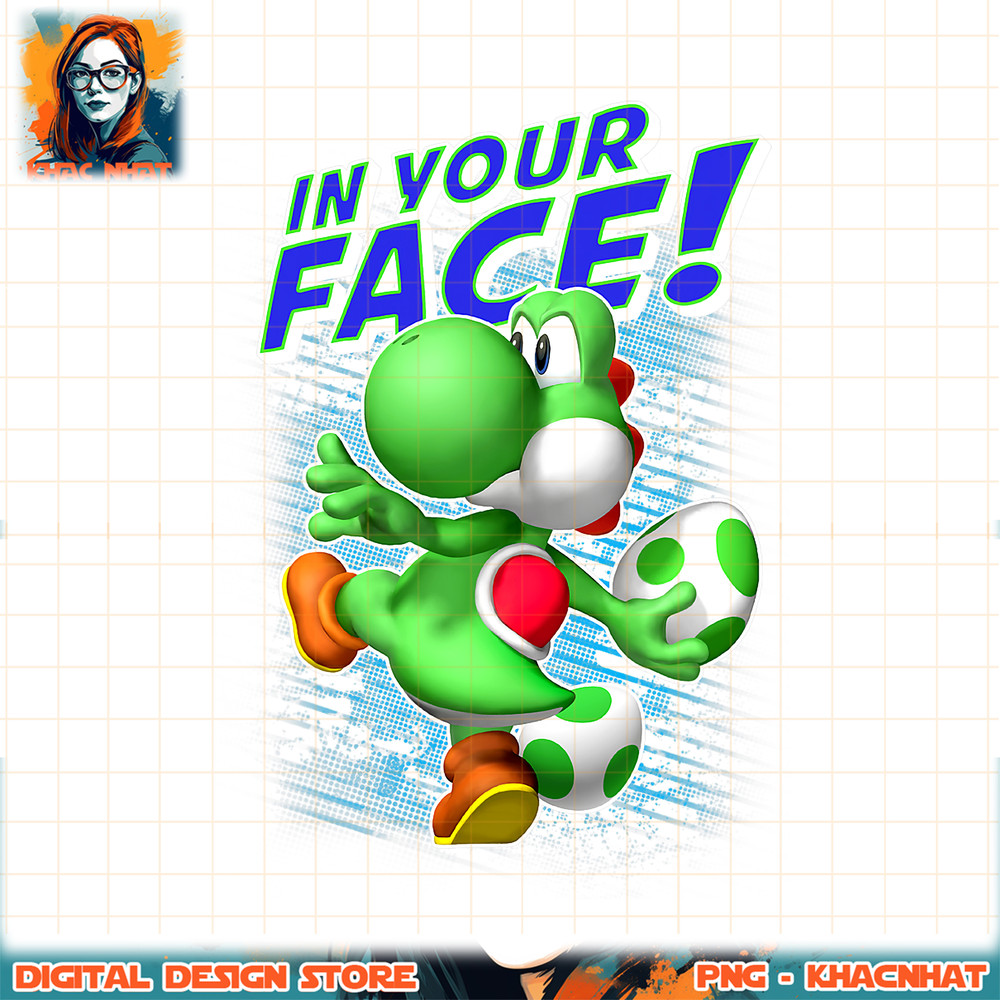 Super Mario Yoshi In Your Face Egg Throw Portrait png, digital download, instant .jpg