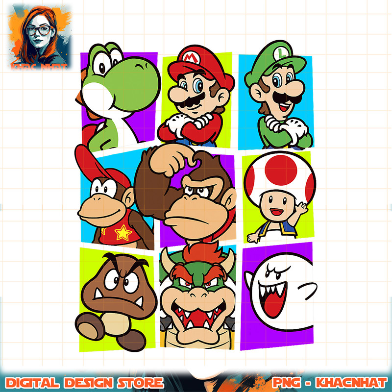 Super Mario Yoshi Luigi Bowser _ Gang Box-Up Graphic png, digital download, instant png, digital download, instant .jpg