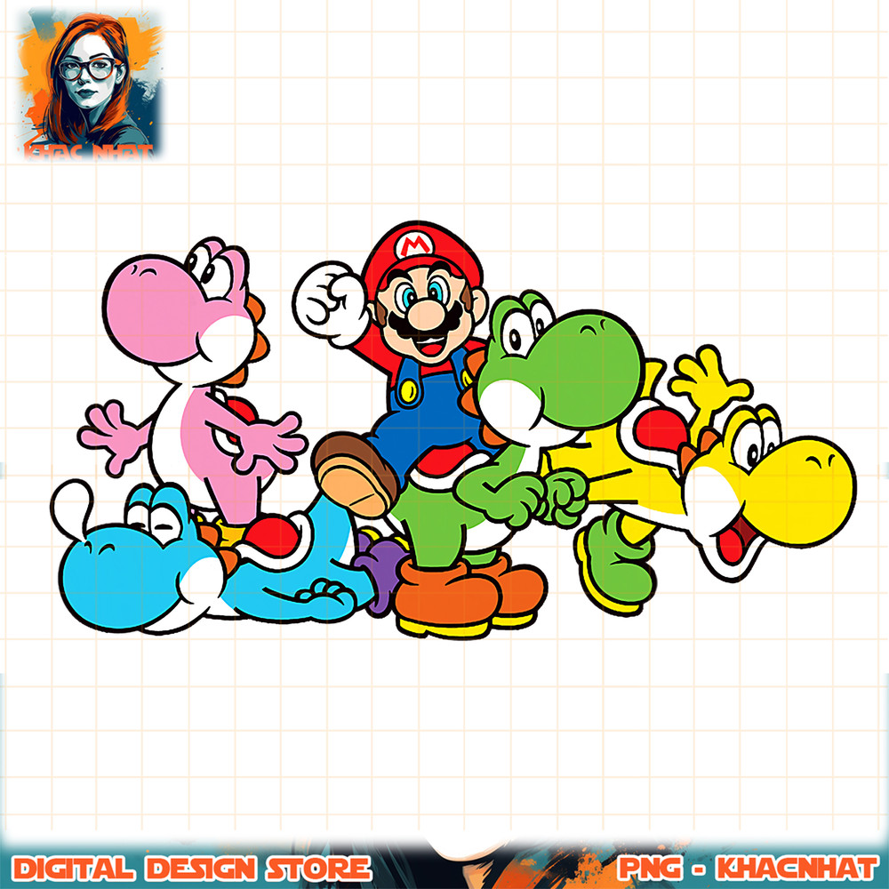 Super Mario Yoshi Ride Group Mashup png, digital download, instant .jpg