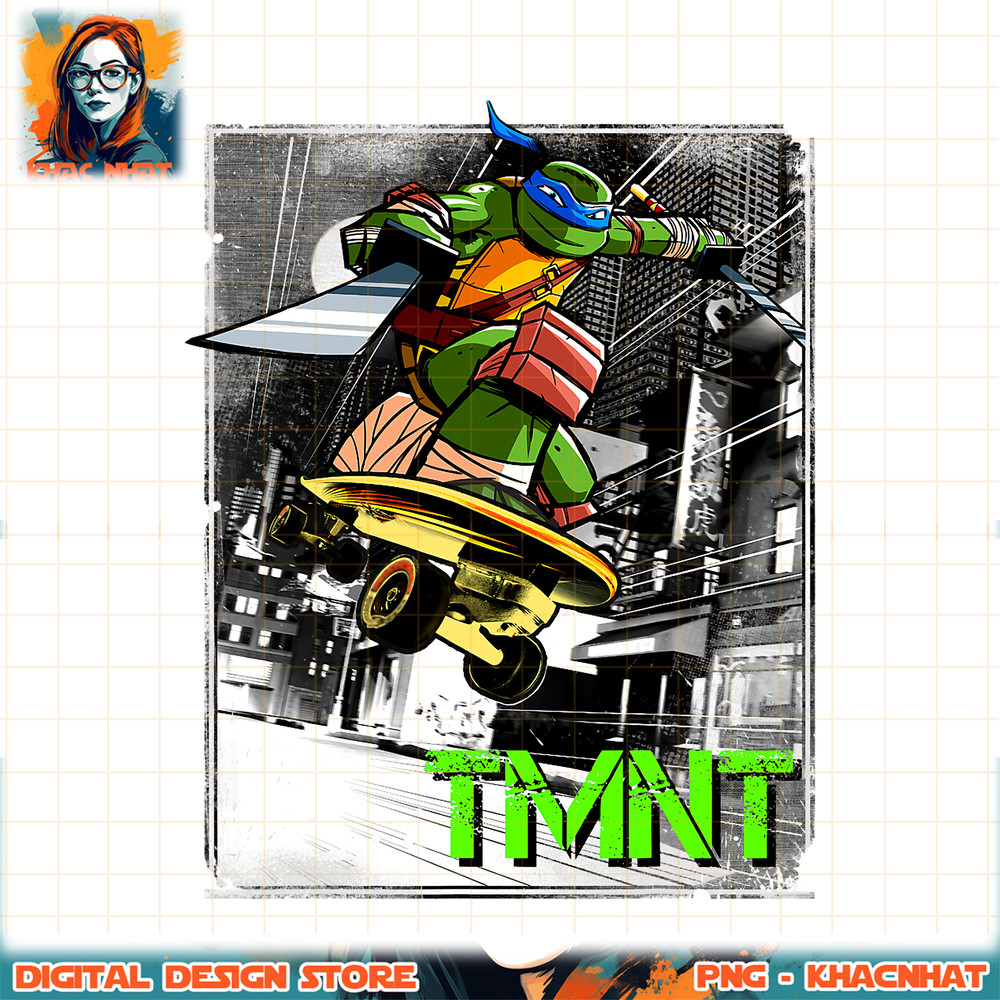 Teenage Mutant Ninja Turtles Leonardo Skateboarding png, digital download, instant .jpg