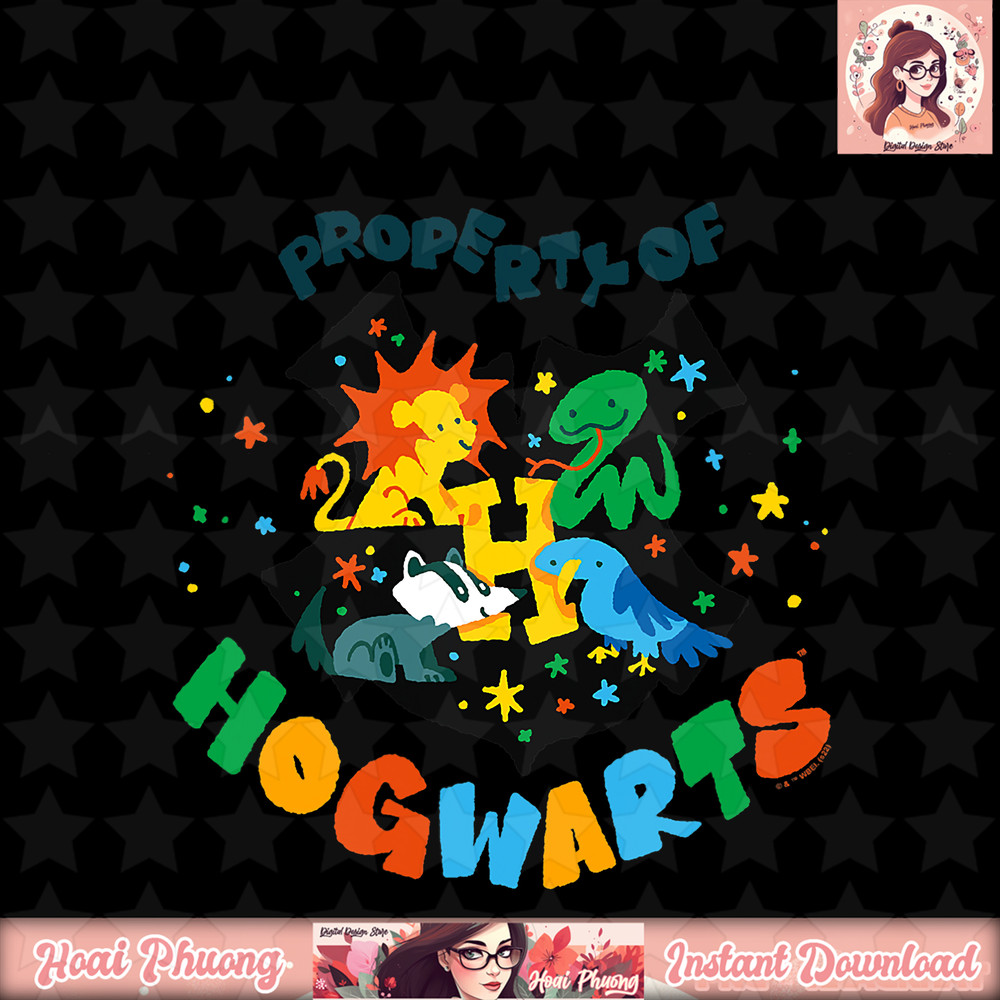 Harry Potter Deathly Hallows 2 Property Of Hogwarts Doodle T-Shirt .jpg
