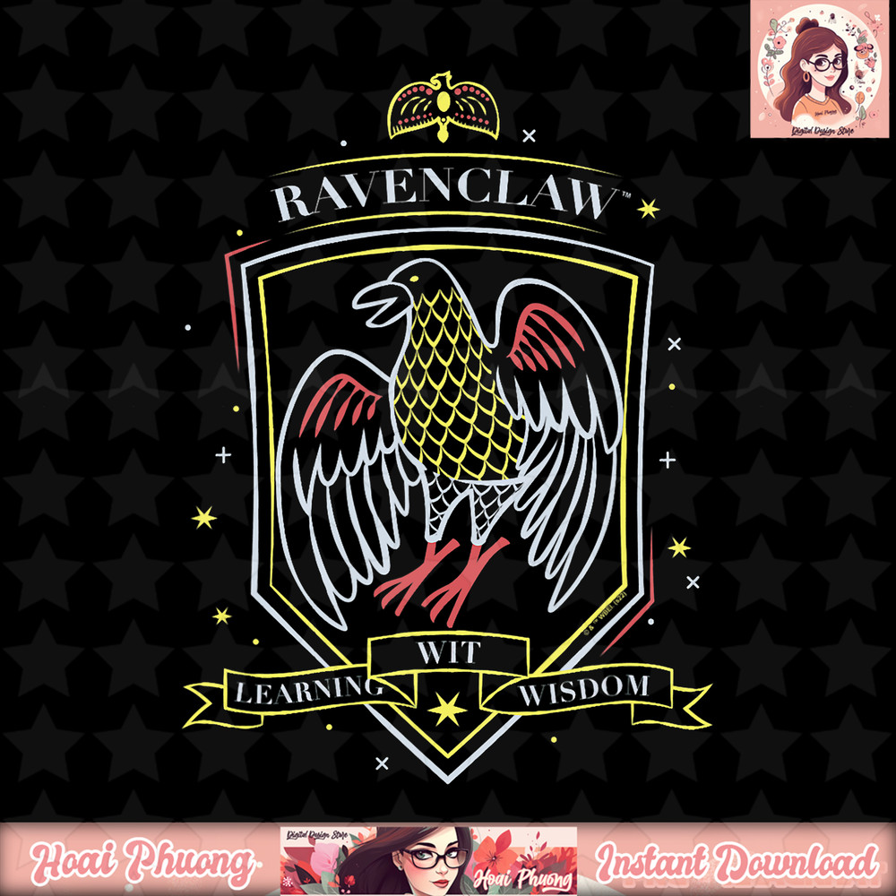 Harry Potter Deathly Hallows 2 Ravenclaw Neon Crest T-Shirt .jpg