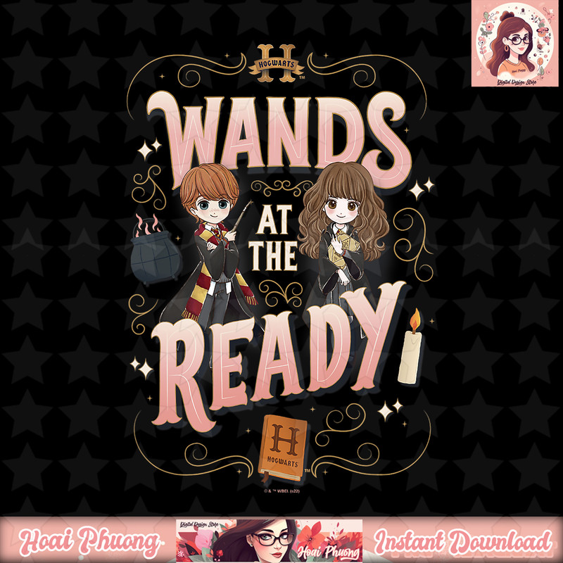 Harry Potter Deathly Hallows 2 Ron _ Hermione Wands Ready T-Shirt .jpg