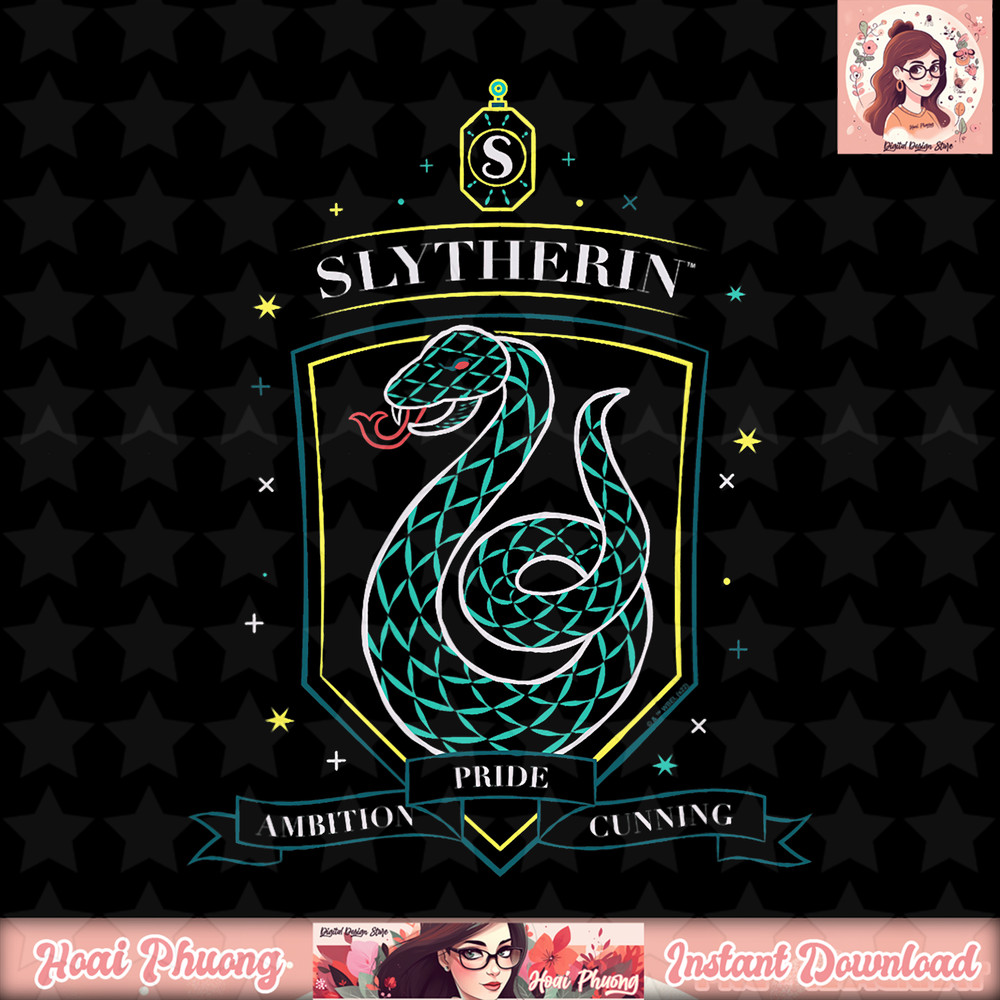 Harry Potter Deathly Hallows 2 Slytherin Bright Snake Crest T-Shirt .jpg