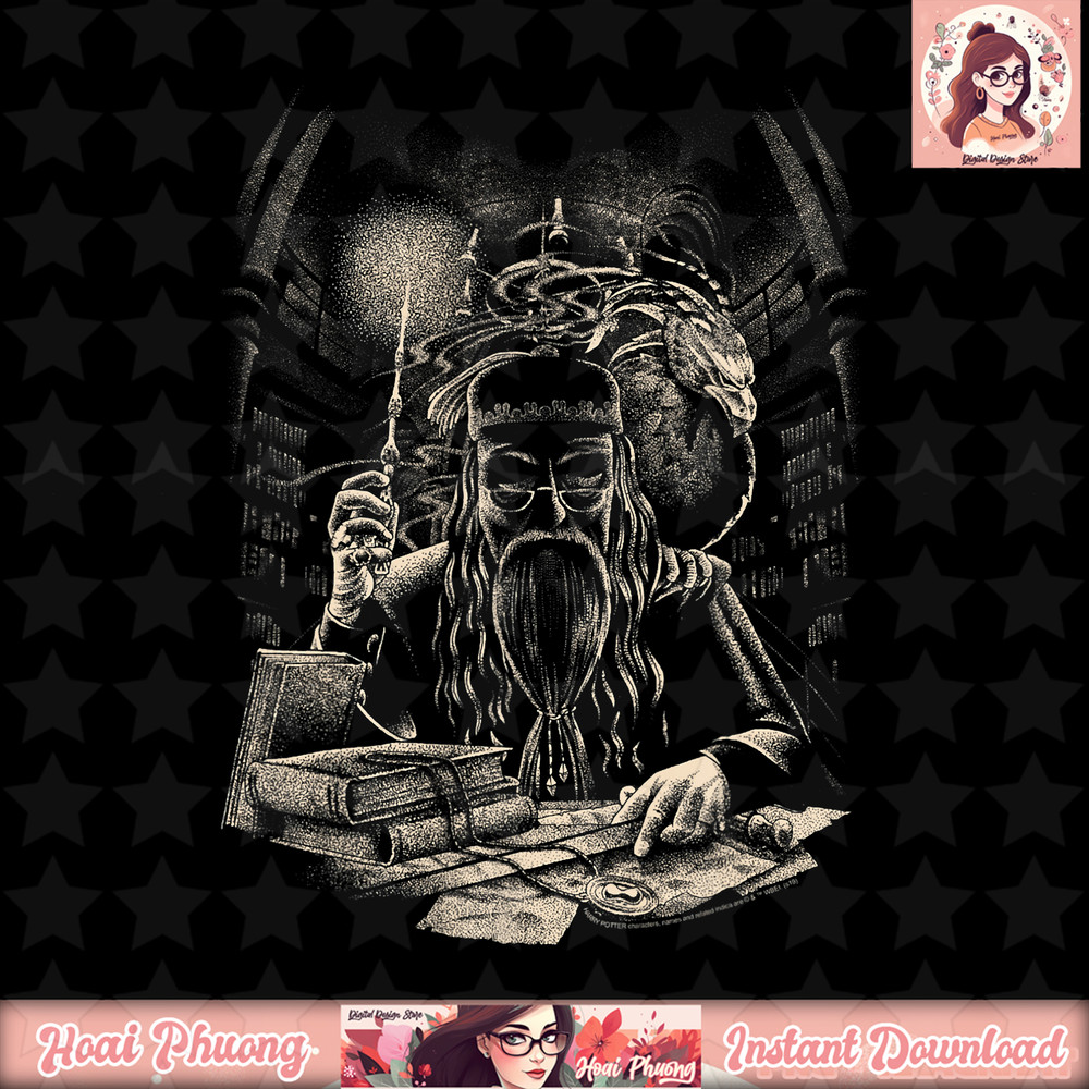 Harry Potter Dumbledore Vintage Sketched Portrait T-Shirt .jpg