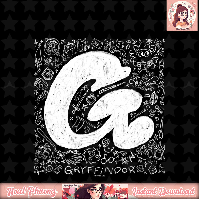 Harry Potter Gryffindor Graphic Doodles T-Shirt .jpg