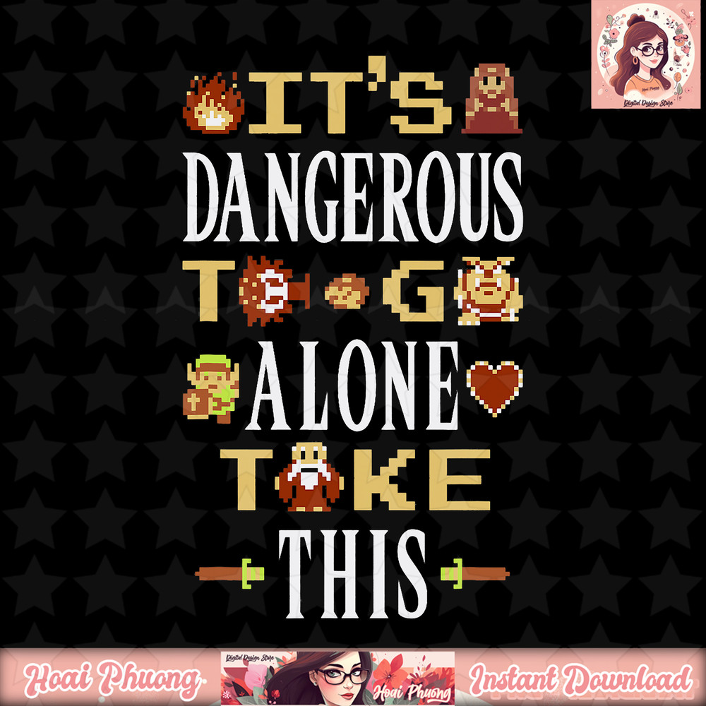 Legend of Zelda Dangerous To Go Alone 8 Bit Graphic T-Shirt T-Shirt .jpg