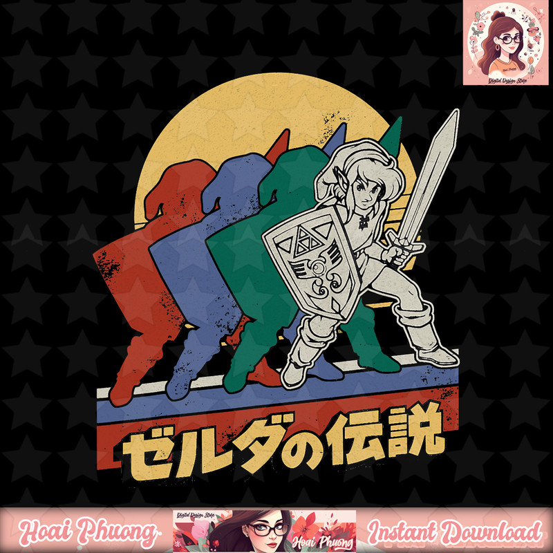Legend Of Zelda Retro Link Kanji Portrait T-Shirt .jpg