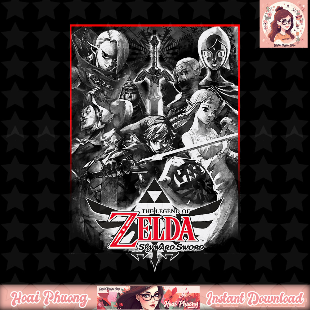 Legend of Zelda Skyward Sword Group Sketch Graphic T-Shirt T-Shirt .jpg