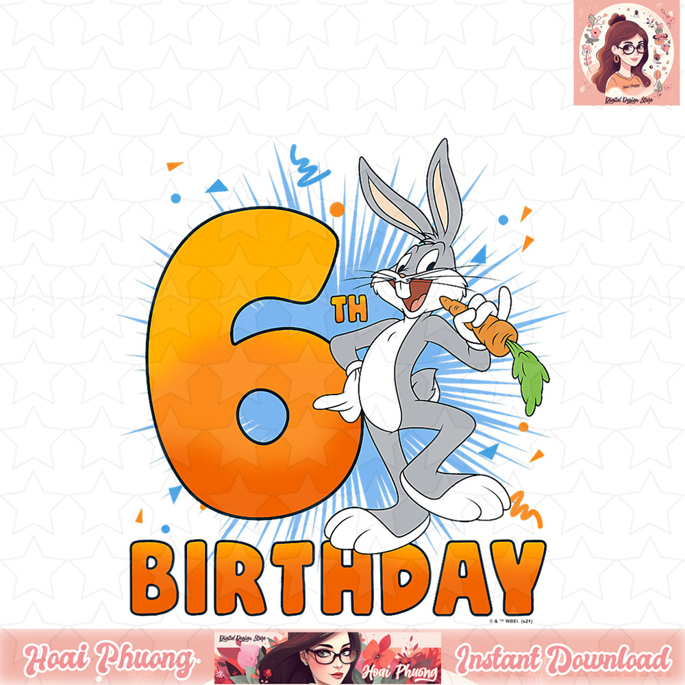 Looney Tunes Bugs Bunny 6th Birthday T-Shirt .jpg
