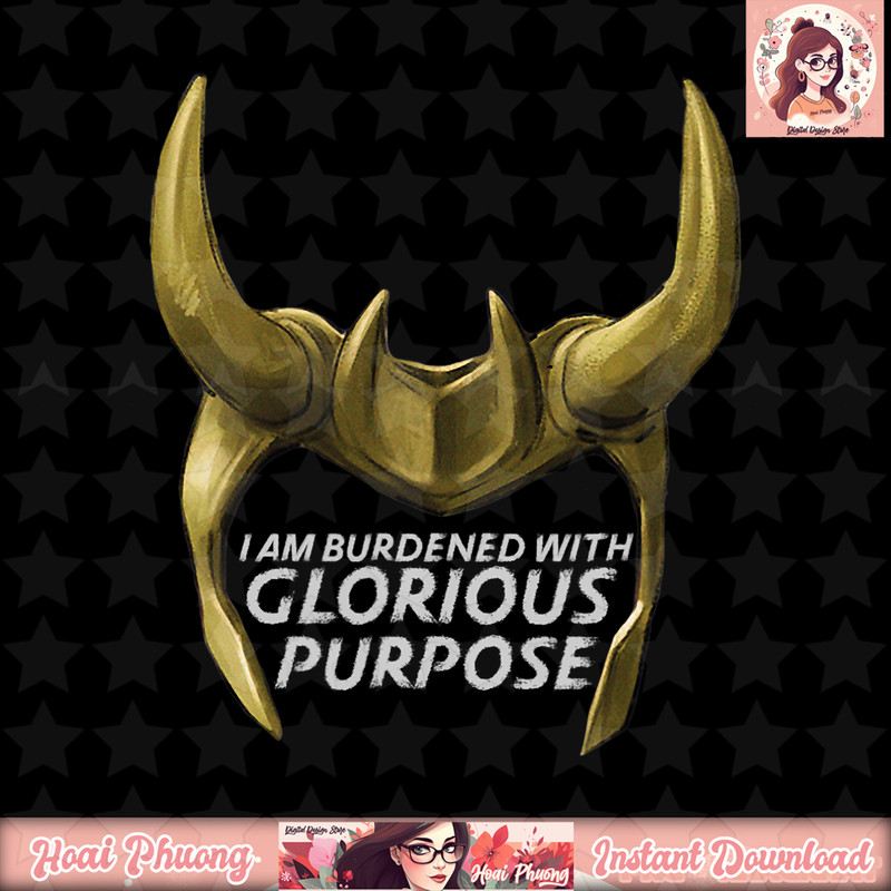 Marvel Loki Horned Helmet Burdened with Glorious Purpose T-Shirt .jpg