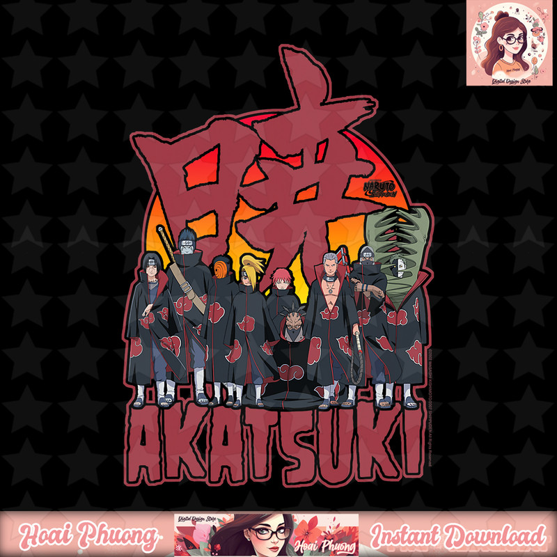 Naruto Shippuden Akatsuki Group with Kanji png, digital download, instant .jpg