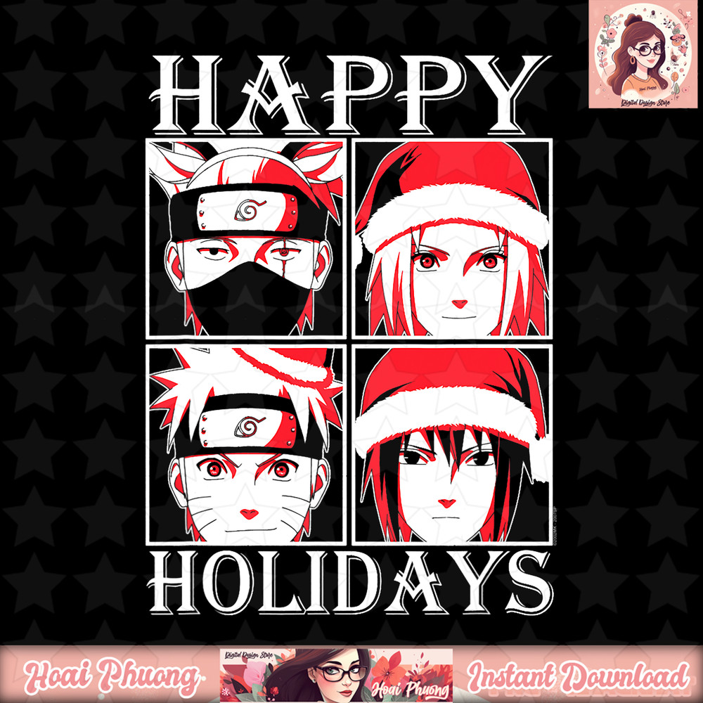 Naruto Shippuden Happy Holidays Characters png, digital download, instant .jpg