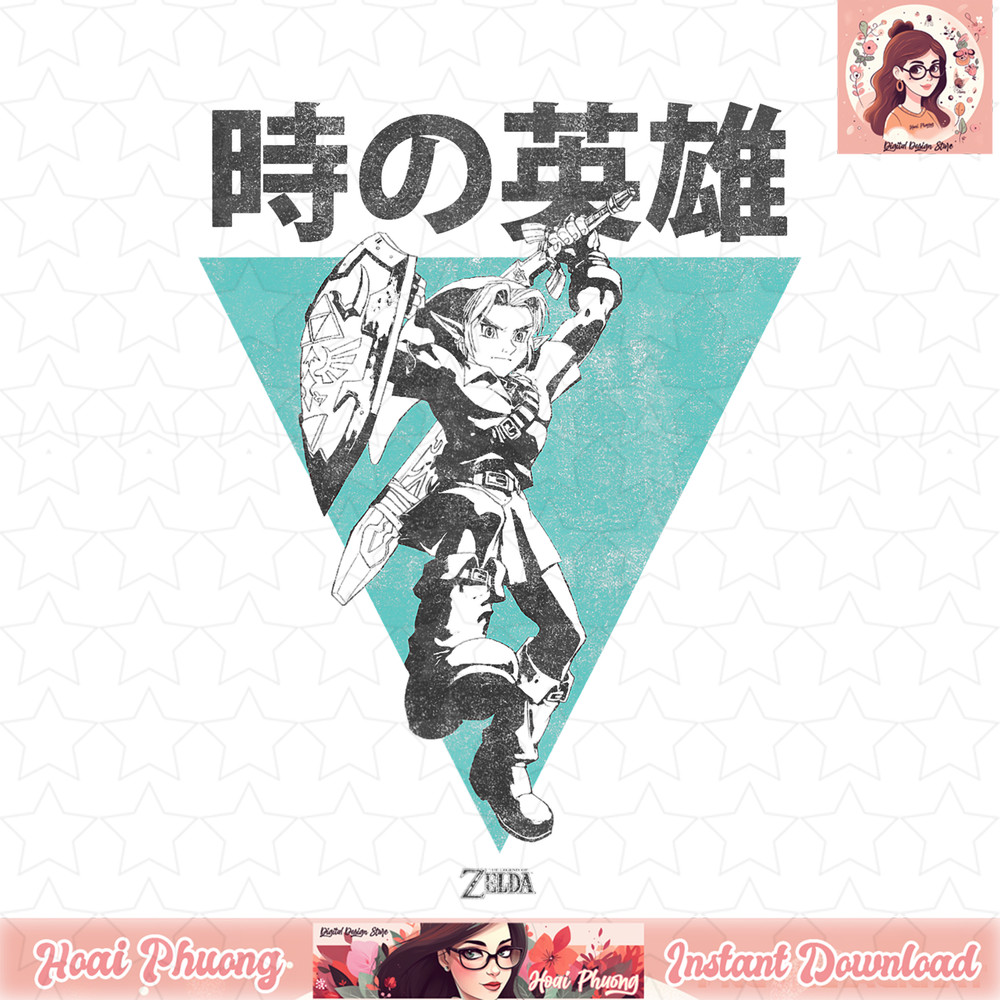 Nintendo Legend Of Zelda Link Kanji Triangle Poster png, digital download, instant .jpg