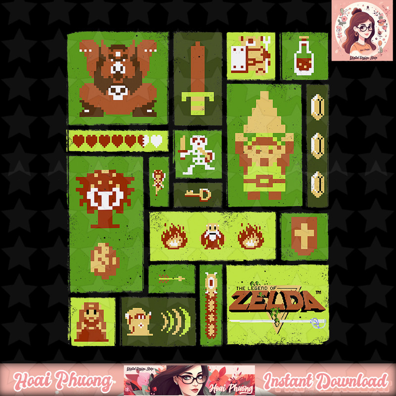 Nintendo Legend Of Zelda Pixel Collage Graphic png, digital download, instant png, digital download, instant .jpg