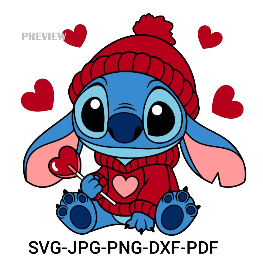 Stitch Valentine Candy Heart PNG SVG Love Svg Valentines Day Svg Image Bundle 0