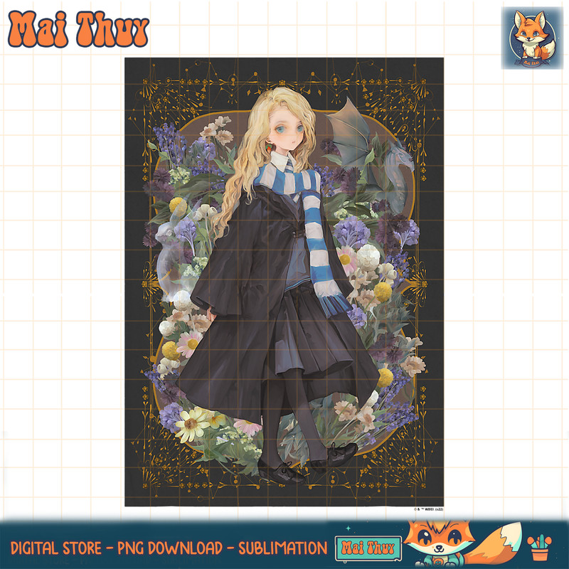 Harry Potter Deathly Hallows 2 Luna Lovegood Floral Portrait PNG Download.jpg