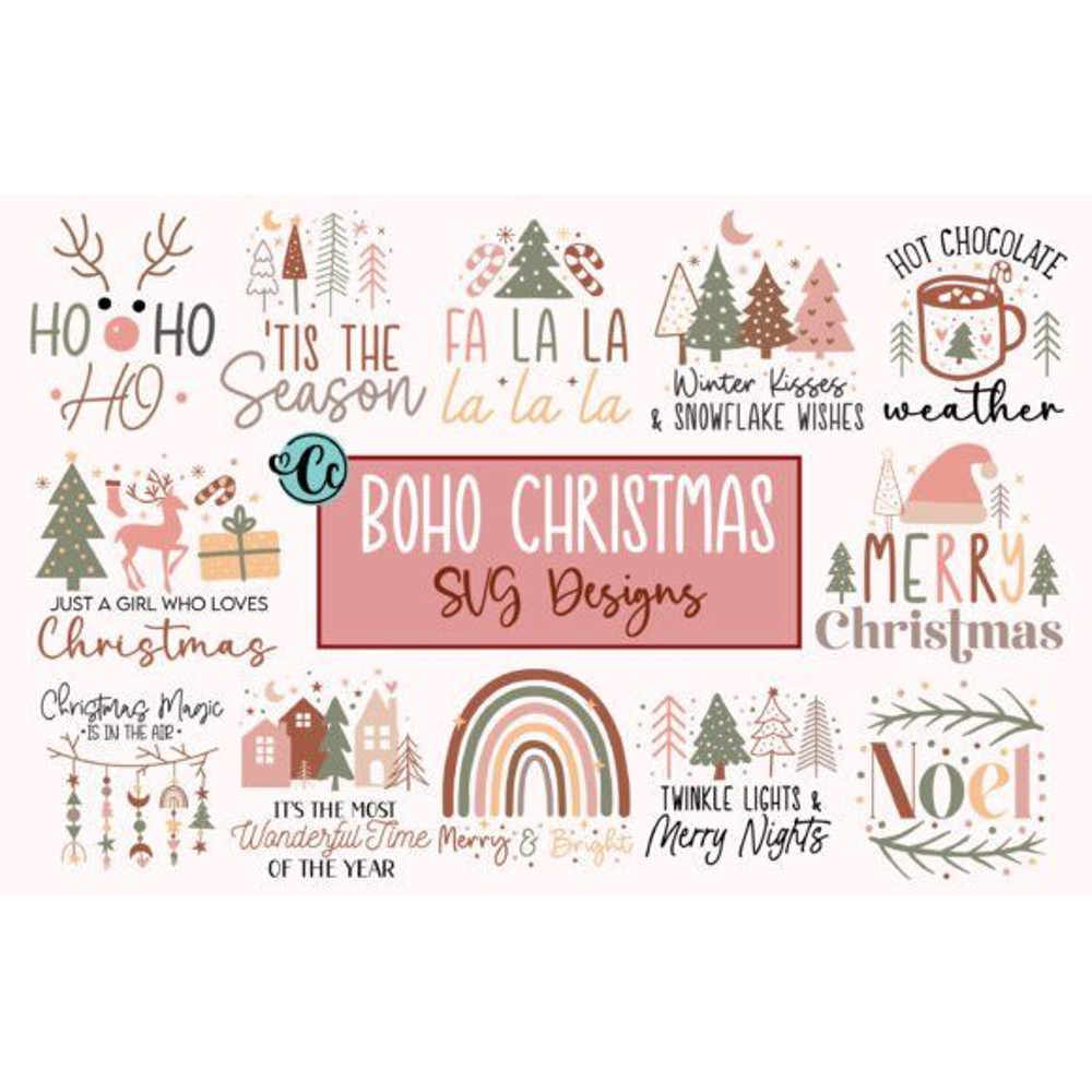 Boho Christmas SVG Christmas SVG Bundle Boho Bundle Boho Christmas PNG Bundle Xmas Designs Boho Chr 0
