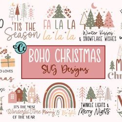 boho christmas svg, christmas svg bundle, boho bundle, boho christmas png bundle, xmas designs, boho christmas design