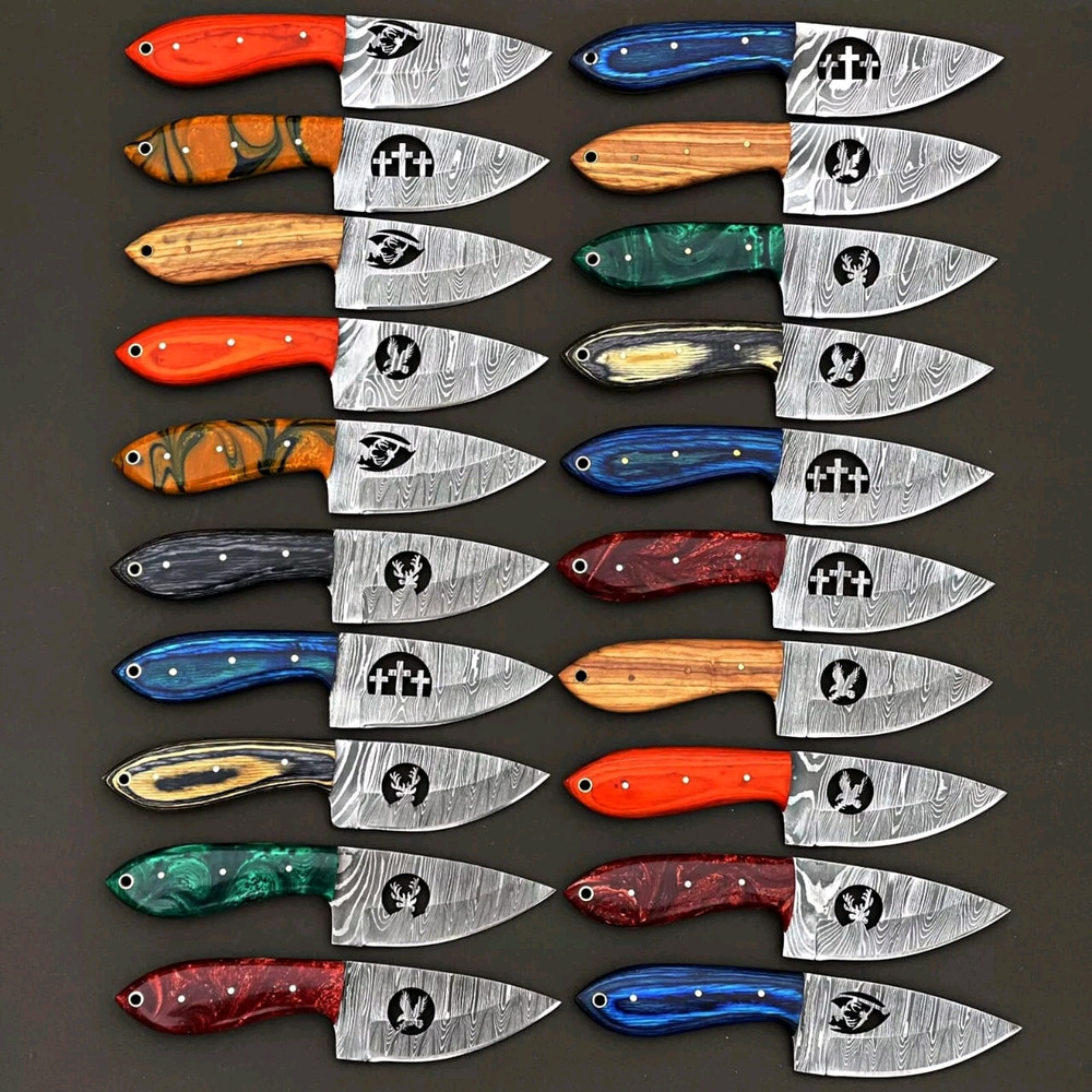 LOT OF 20 CUSTOM HANDMADE DAMASCUS STEEL FULL TANG SKINNER HUNTING KNIFE 0