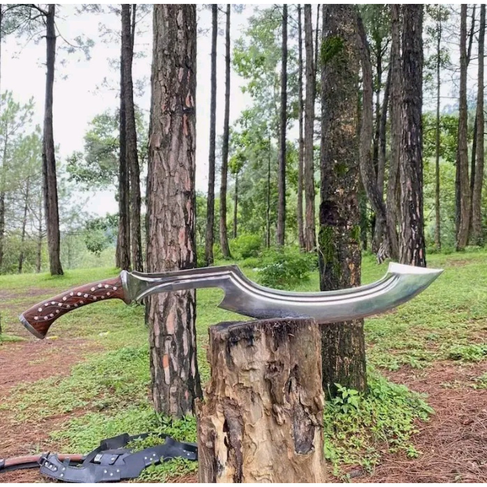 Custom Handmade Carbon Steel Blade Survival Khopesh Sword Hunting Sword Camping 5