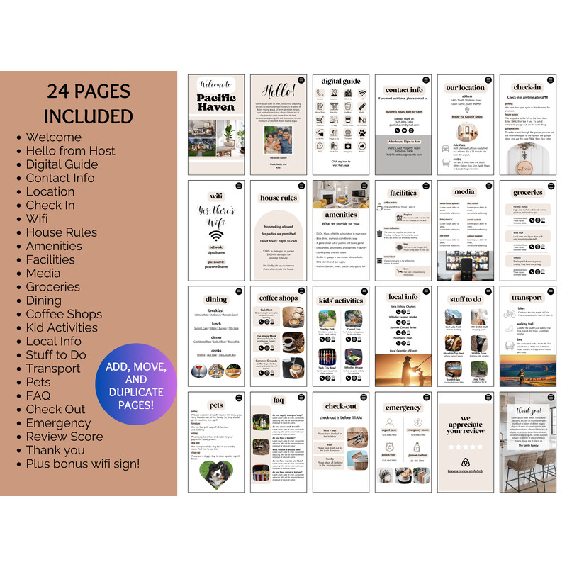 Stylish Airbnb Welcome Book Digital Guest Book Editable Canva Template Airbnb Welcome Book Templ 1